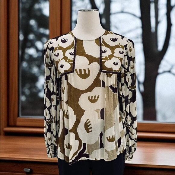 Bi^nk London Floral Boho Peasant Blouse Long Sleeve Top Cottagecore Y2K - Picture 1 of 11